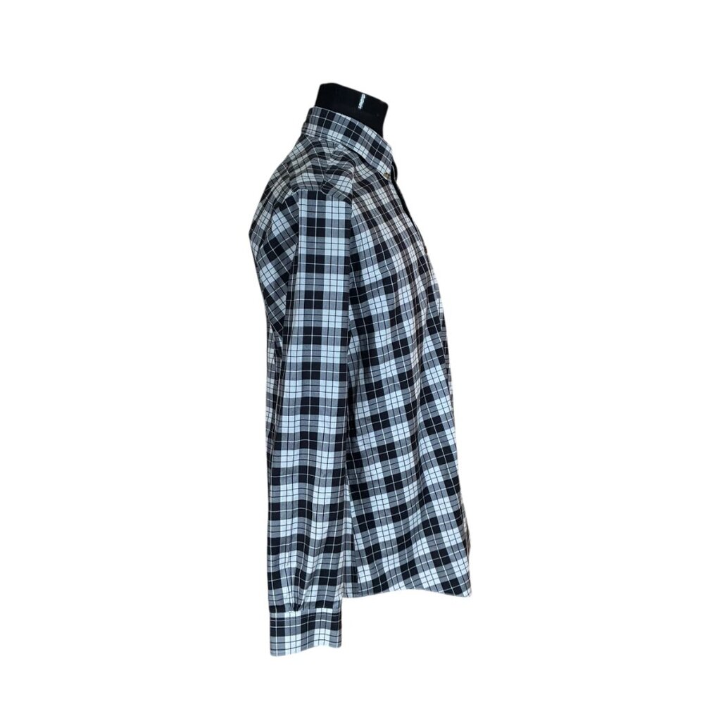 Brook Brothers Regent Black White Plaid Long Sleeve Button Front Shirt Large - Picture 6 of 7